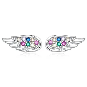 (image for) Pandora Style Colorful Zirconium Wings Stud Earrings - SCE1397