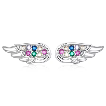 Pandora Style Colorful Zirconium Wings Stud Earrings - SCE1397 Pandora Style Colorful Zirconium Wings Stud Earrings - SCE1397