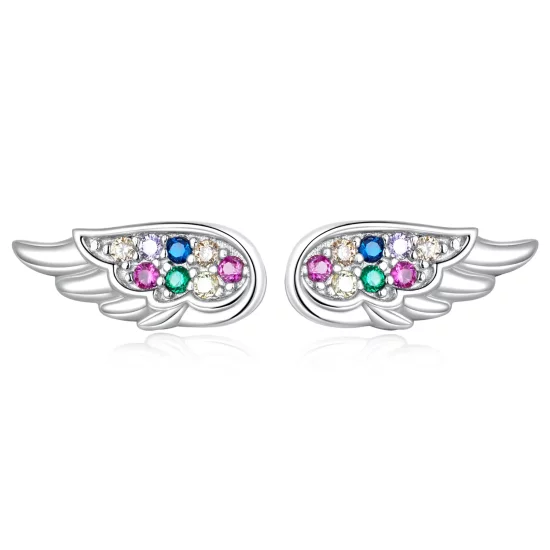 Pandora Style Colorful Zirconium Wings Stud Earrings - SCE1397