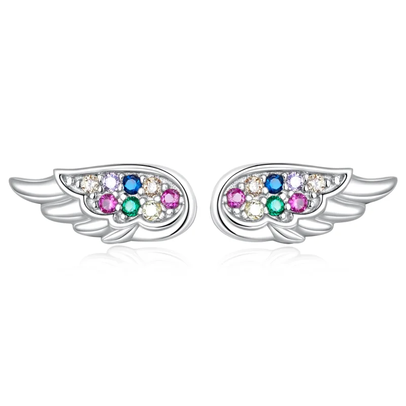 (image for) Pandora Style Colorful Zirconium Wings Stud Earrings - SCE1397 - Product Image