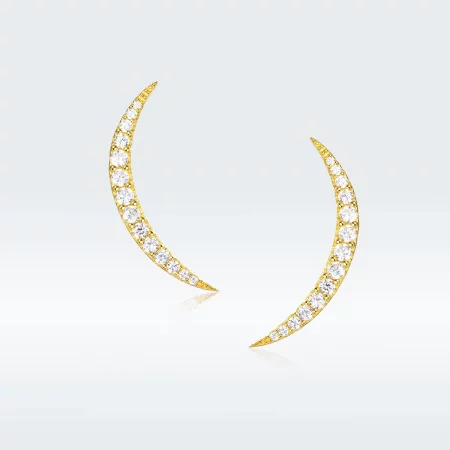 Pandora Style Crescent Moon Stud Earrings - BSE314