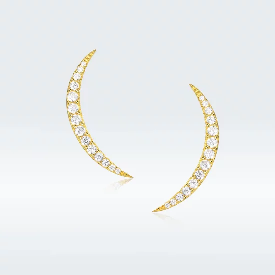 Pandora Style Crescent Moon Stud Earrings - BSE314