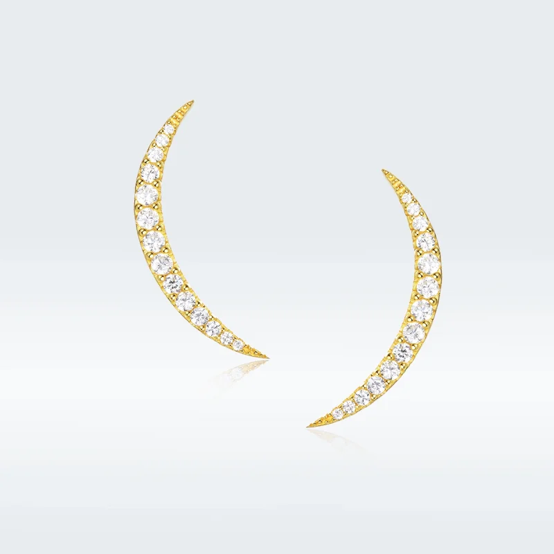 (image for) Pandora Style Crescent Moon Stud Earrings - BSE314 - Product Image