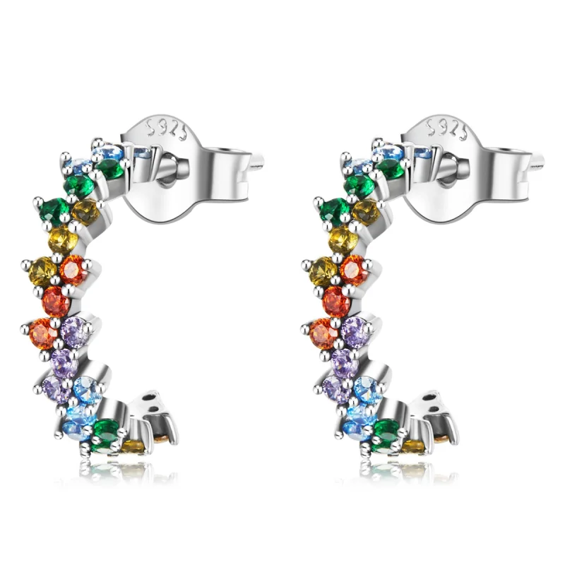 (image for) Pandora Style Curved Color Zirconium Stud Earrings - SCE1272 - Product Image