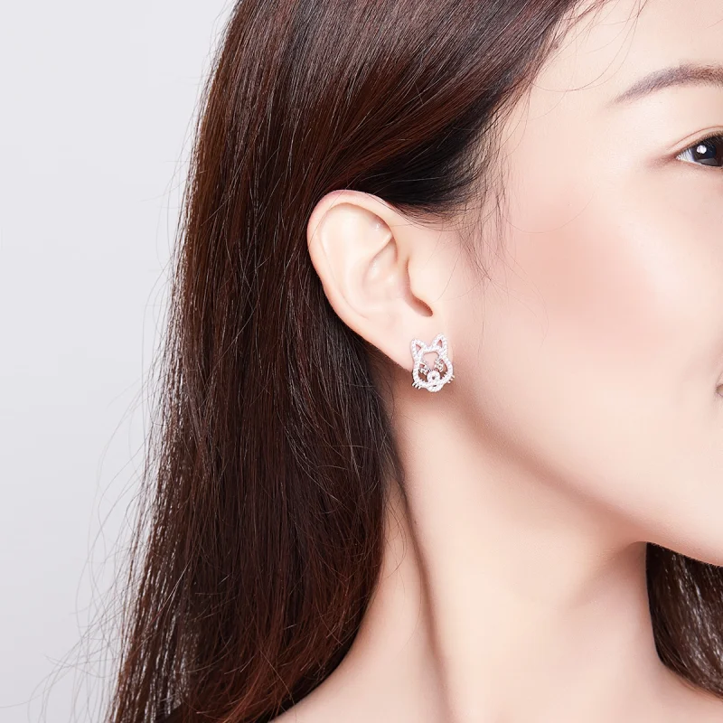 (image for) Pandora Style Cute and Cute Tiger Stud Earrings - SCE763 - View 5