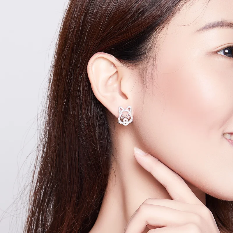 (image for) Pandora Style Cute and Cute Tiger Stud Earrings - SCE763 - View 7