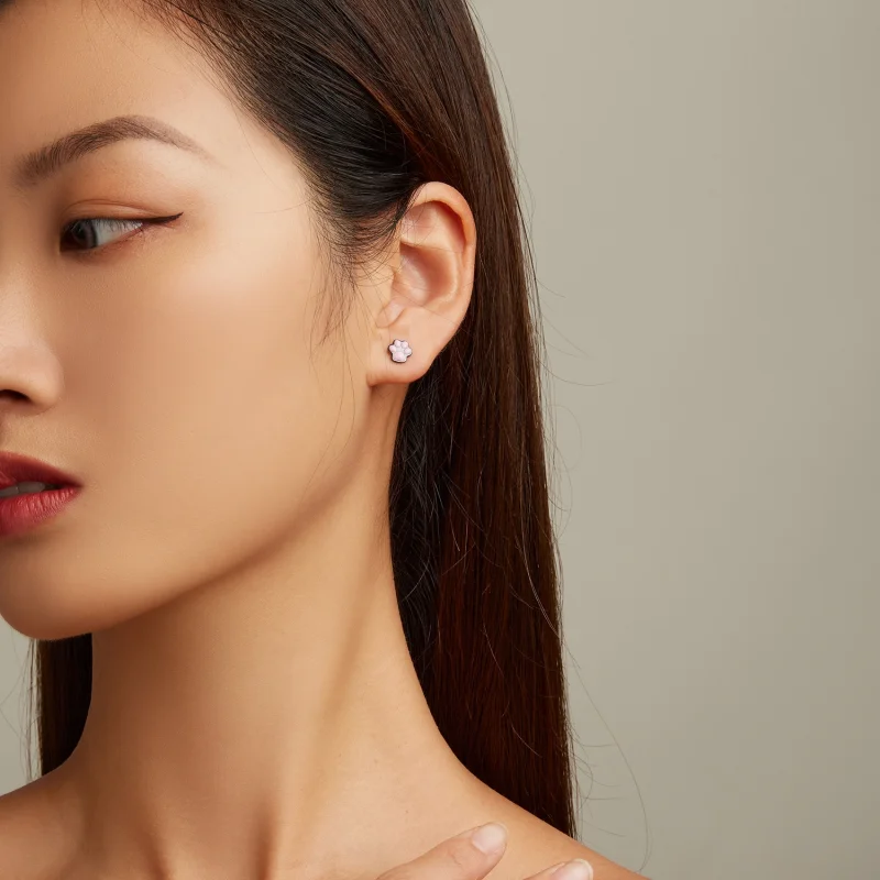 (image for) Pandora Style Cute Cat Paw Stud Earrings - SCE1516 - View 5