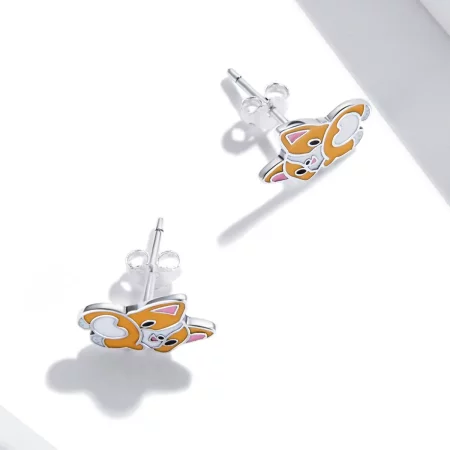 Pandora Style Cute Corgi Stud Earrings - SCE1281