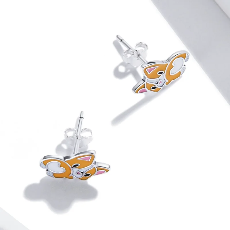 (image for) Pandora Style Cute Corgi Stud Earrings - SCE1281 - View 4
