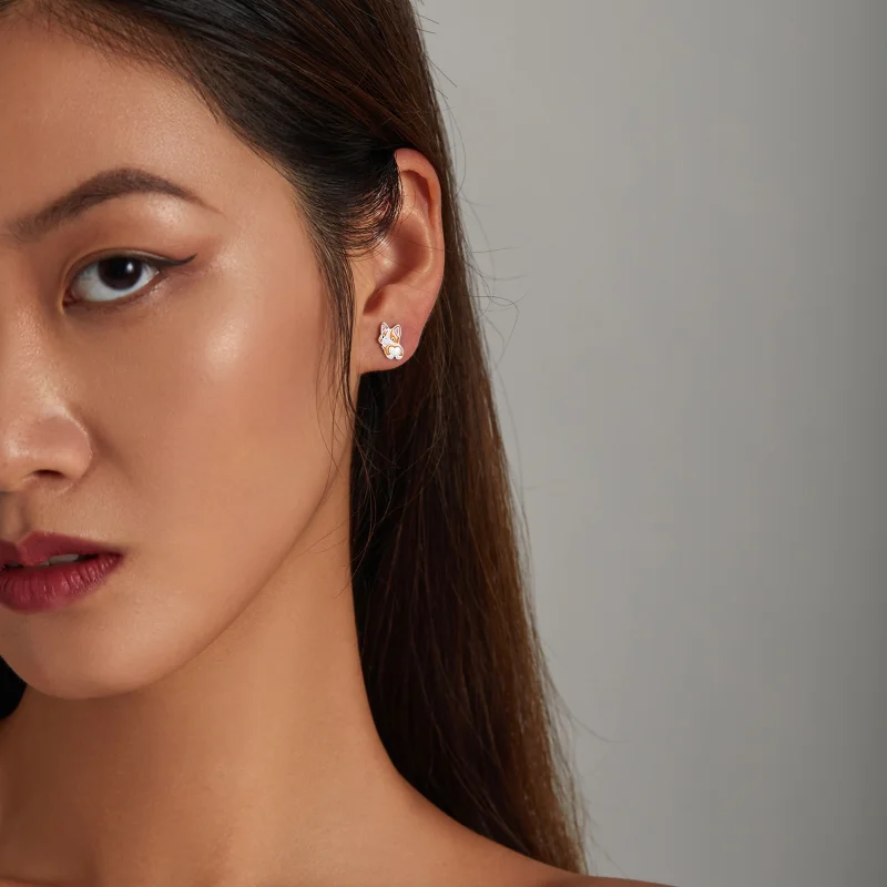 (image for) Pandora Style Cute Corgi Stud Earrings - SCE1281 - View 5