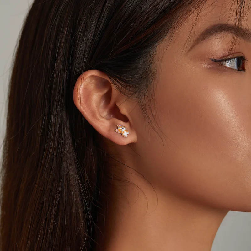 (image for) Pandora Style Cute Corgi Stud Earrings - SCE1281 - View 7