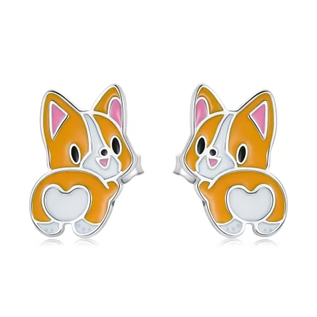 Pandora Style Cute Corgi Stud Earrings - SCE1281
