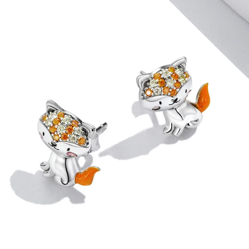 (image for) Pandora Style Cute Fox Stud Earrings - SCE1373 - View 4