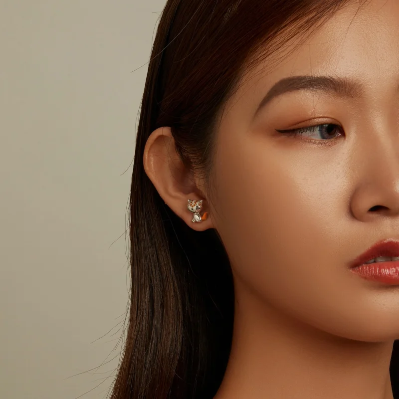 (image for) Pandora Style Cute Fox Stud Earrings - SCE1373 - View 5