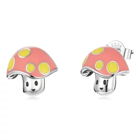Pandora Style Cute Little Mushroom Stud Earrings - SCE1336