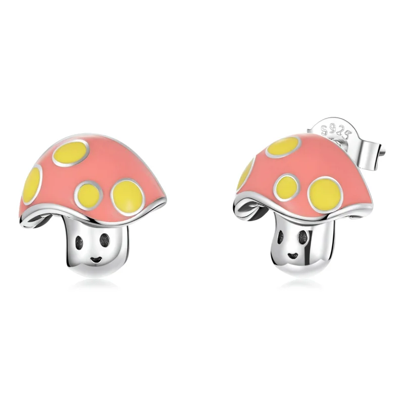 (image for) Pandora Style Cute Little Mushroom Stud Earrings - SCE1336 - Product Image