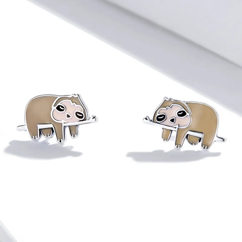 (image for) Pandora Style Cute Sloth Stud Earrings - SCE1280 - View 2