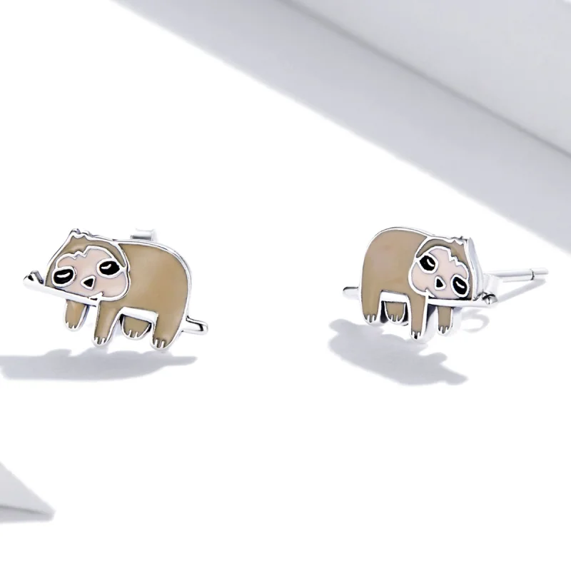 (image for) Pandora Style Cute Sloth Stud Earrings - SCE1280 - View 3