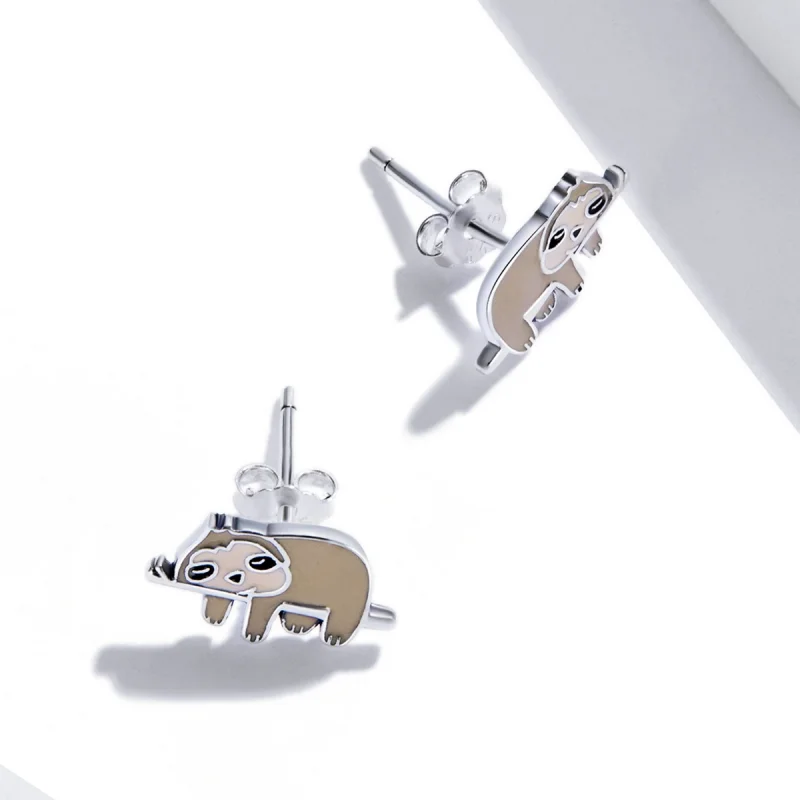 (image for) Pandora Style Cute Sloth Stud Earrings - SCE1280 - View 4