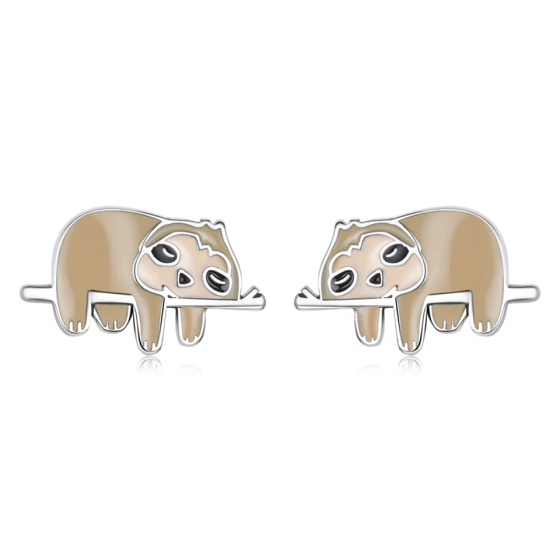 (image for) Pandora Style Cute Sloth Stud Earrings - SCE1280 - Product Image