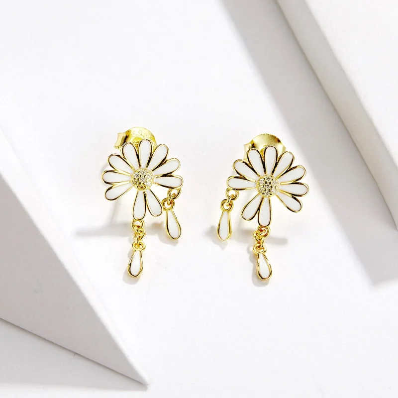 (image for) Pandora Style Daisy Stud Earrings - BSE159 - View 3
