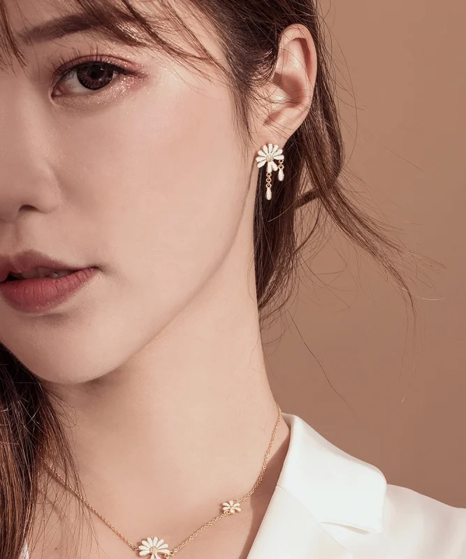 (image for) Pandora Style Daisy Stud Earrings - BSE159 - View 5