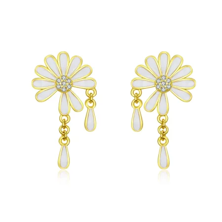 Pandora Style Daisy Stud Earrings - BSE159