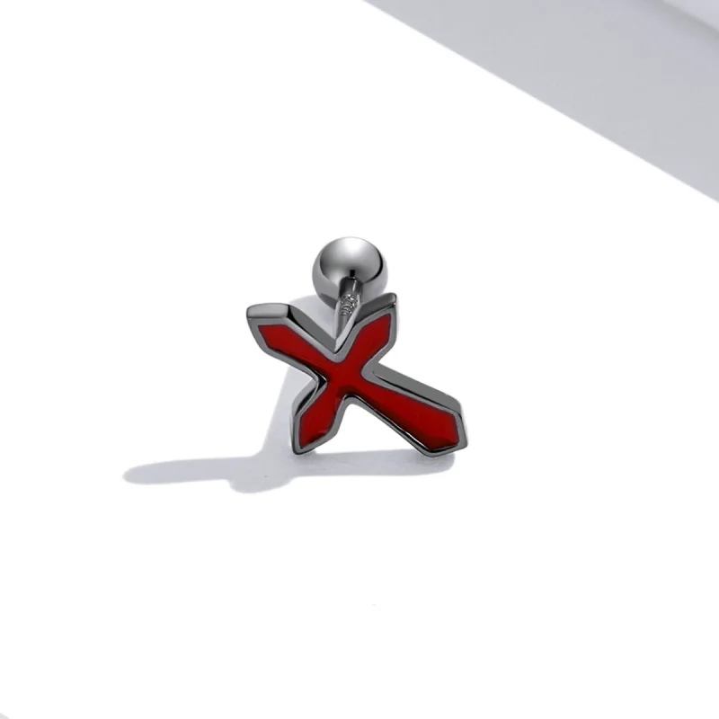 (image for) Pandora Style Dark Cross Stud Earrings - SCE1327 - View 2