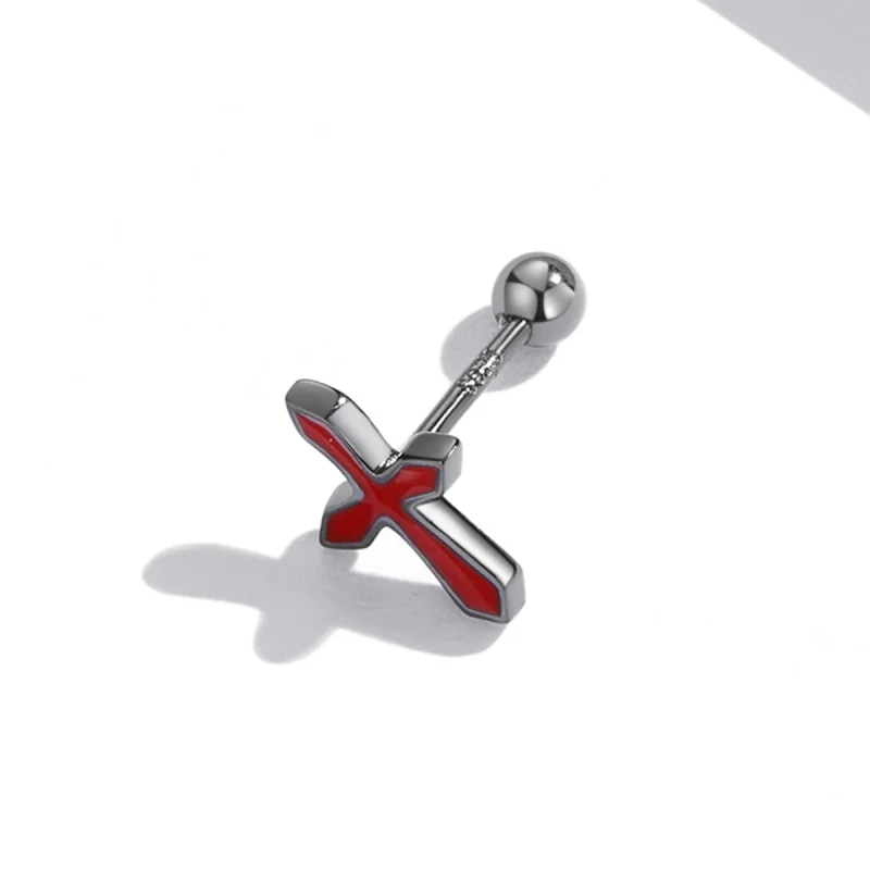 (image for) Pandora Style Dark Cross Stud Earrings - SCE1327 - View 4