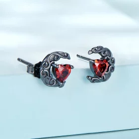 Pandora Style Dark Night Moonlight Stud Earrings - SCE1519 Pandora Style Dark Night Moonlight Stud Earrings - SCE1519