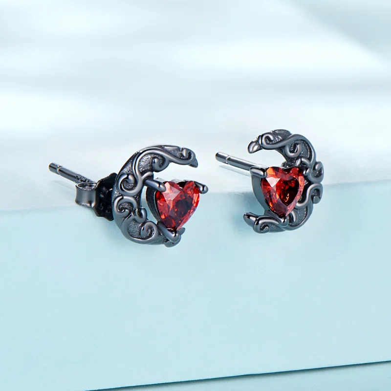 (image for) Pandora Style Dark Night Moonlight Stud Earrings - SCE1519 - View 2