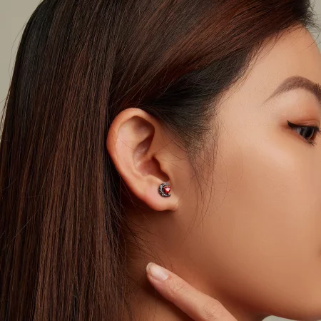 Pandora Style Dark Night Moonlight Stud Earrings - SCE1519