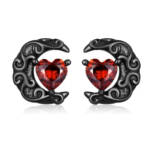 Pandora Style Dark Night Moonlight Stud Earrings - SCE1519 (image for) Pandora Style Dark Night Moonlight Stud Earrings - SCE1519