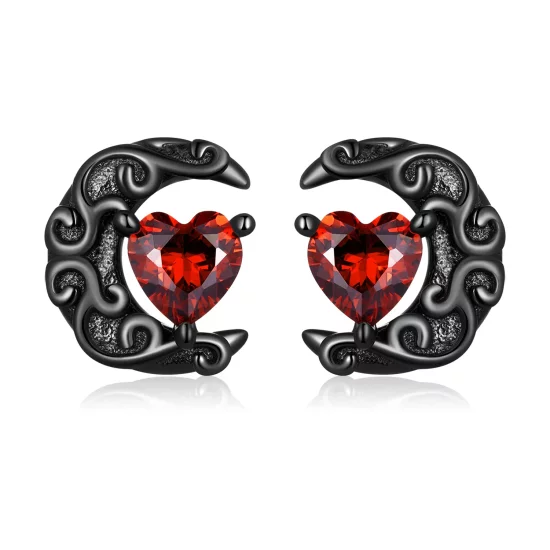 Pandora Style Dark Night Moonlight Stud Earrings - SCE1519