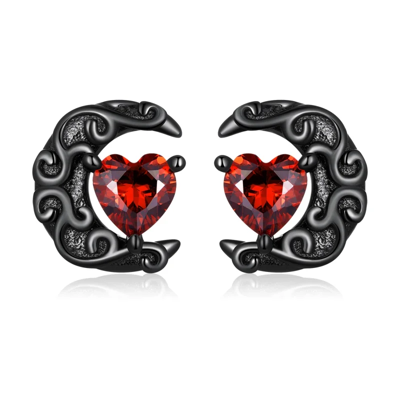 (image for) Pandora Style Dark Night Moonlight Stud Earrings - SCE1519 - Product Image