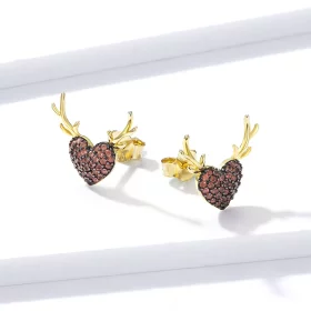 Pandora Style Deer Love Stud Earrings - BSE313 Pandora Style Deer Love Stud Earrings - BSE313