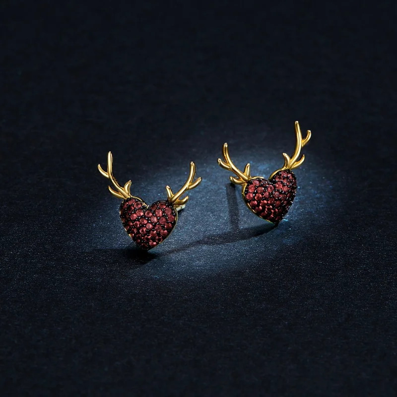 (image for) Pandora Style Deer Love Stud Earrings - BSE313 - View 5