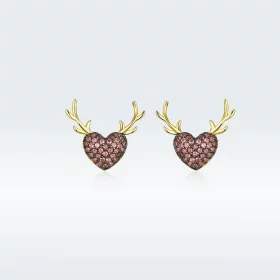 Pandora Style Deer Love Stud Earrings - BSE313