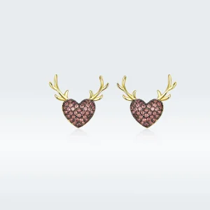 (image for) Pandora Style Deer Love Stud Earrings - BSE313