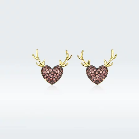 Pandora Style Deer Love Stud Earrings - BSE313