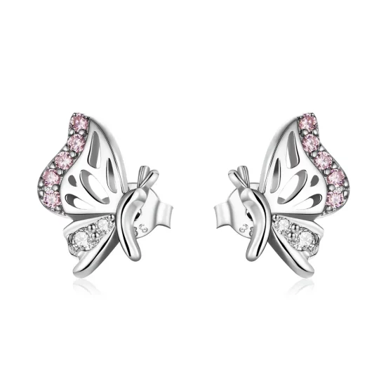 Pandora Style Delicate Butterfly Stud Earrings - BSE574
