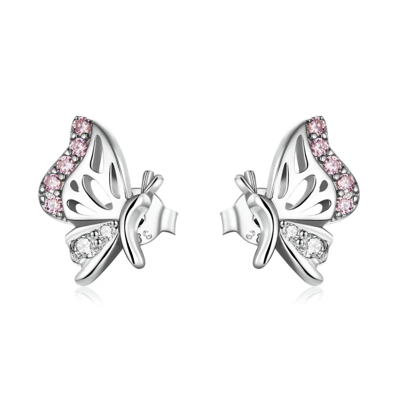 (image for) Pandora Style Delicate Butterfly Stud Earrings - BSE574 - Product Image
