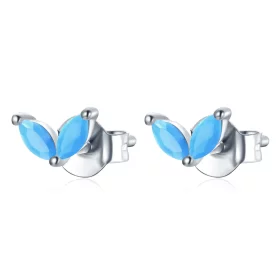 Pandora Style Delicate Butterfly Stud Earrings - SCE1240-BU