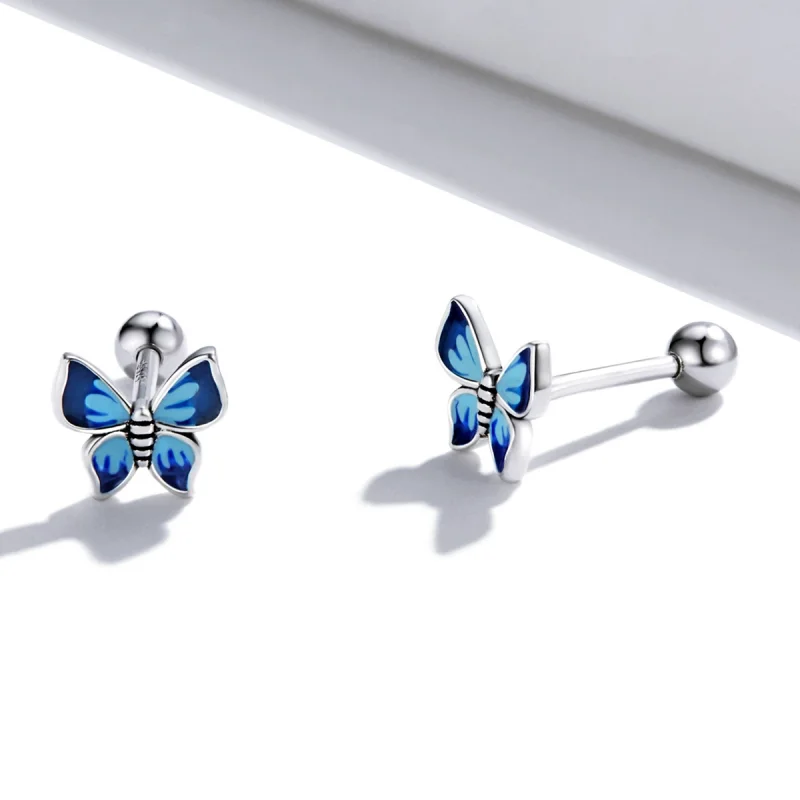 (image for) Pandora Style Delicate Butterfly Stud Earrings - SCE1285 - View 4