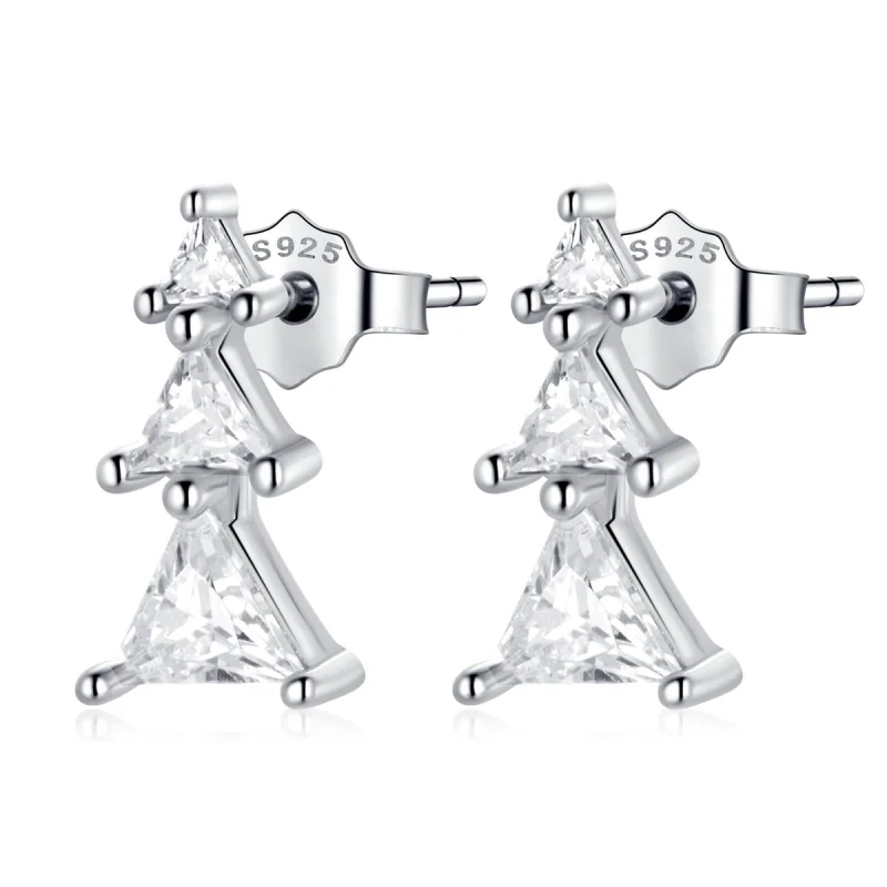 (image for) Pandora Style Delicate Christmas Tree Stud Earrings - SCE1268-A - Product Image