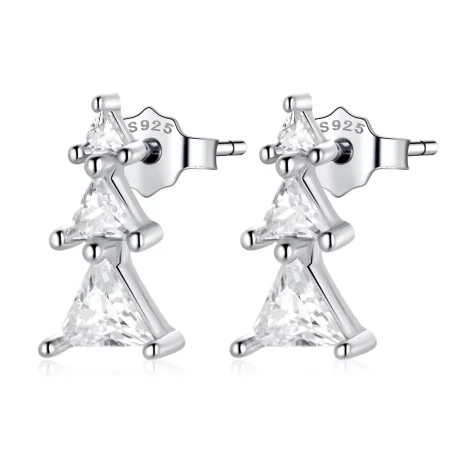 Pandora Style Delicate Christmas Tree Stud Earrings - SCE1268-A