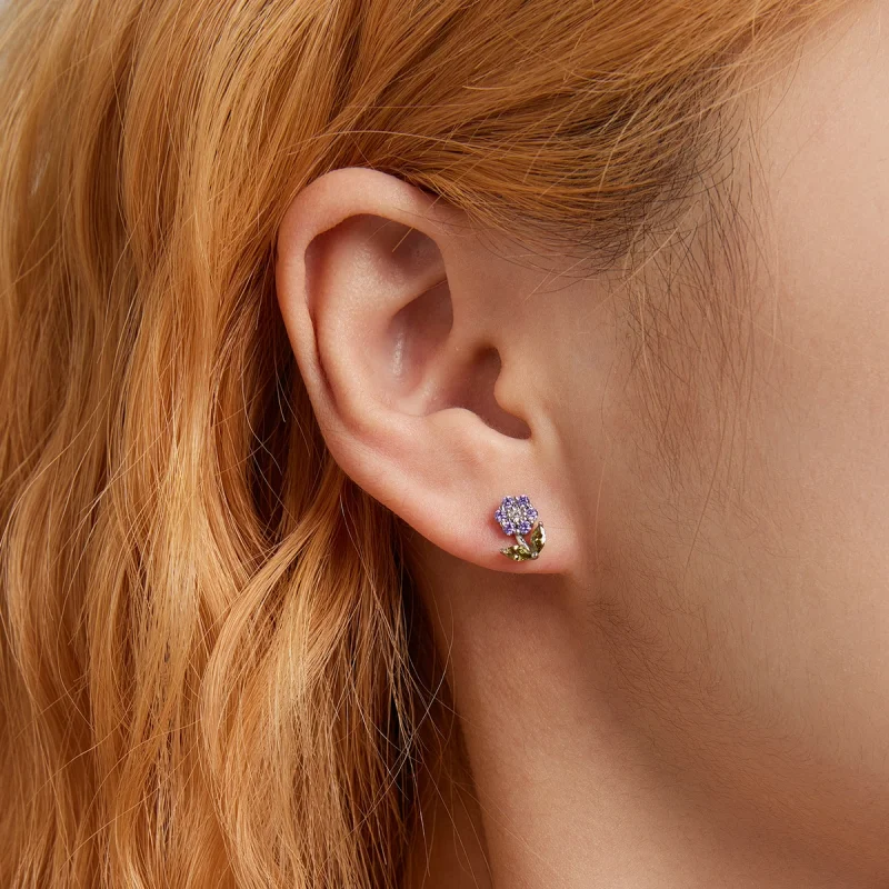 (image for) Pandora Style Delicate Flowers Stud Earrings - BSE592-VT - View 5