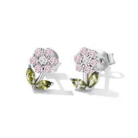 Pandora Style Delicate Flowers Stud Earrings - BSE592-PK Pandora Style Delicate Flowers Stud Earrings - BSE592-PK