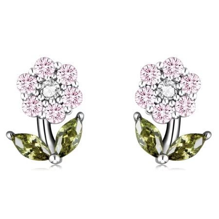 Pandora Style Delicate Flowers Stud Earrings - BSE592-PK