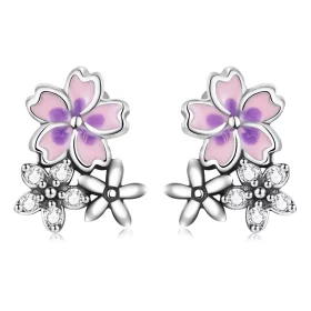 Pandora Style Delicate Flowers Stud Earrings - SCE1390 Pandora Style Delicate Flowers Stud Earrings - SCE1390